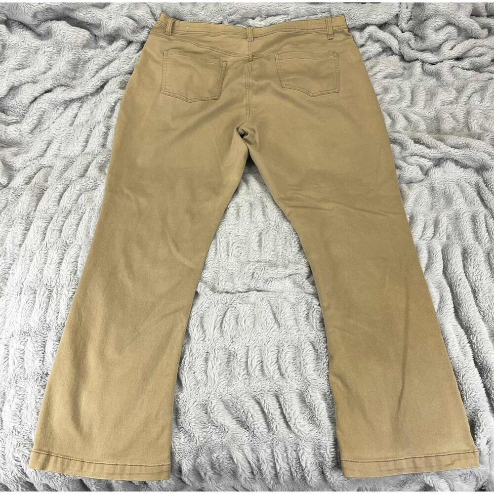 Hybrid & Company Pants Women 22 Bootcut Stretch Khaki Tan Cotton Blend Casual - Picture 2 of 8